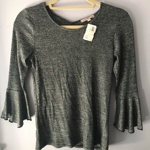 Black and white knit top with keyhole back